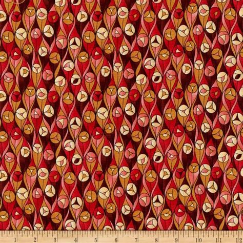cotton quilt fabric reflections brown red buds art deco auntie chris quilt fabric