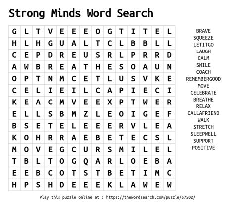 word search  strong minds word search