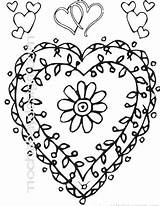 Coloring Vine Pages Flower Heart Printable Hearts Valentines Valentine Getcolorings Vines Getdrawings Color sketch template