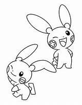 Coloring Pages Plusle Getdrawings Minun Pokemon sketch template