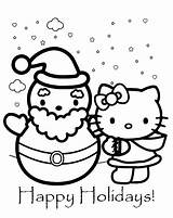 Kitty Hello Coloring Christmas Pages Cartoon Sheets Sheet Colors Fill sketch template