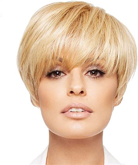 blonde short human hair wigs for white women mixed synthetic hair wig