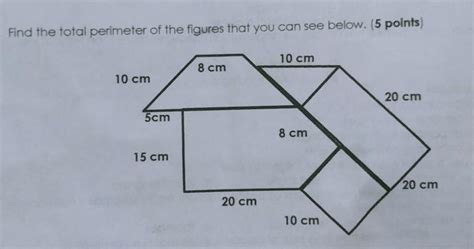 find  total perimeter   figures       points cm cm cm