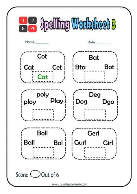 printable spelling worksheets  grade     number dyslexia