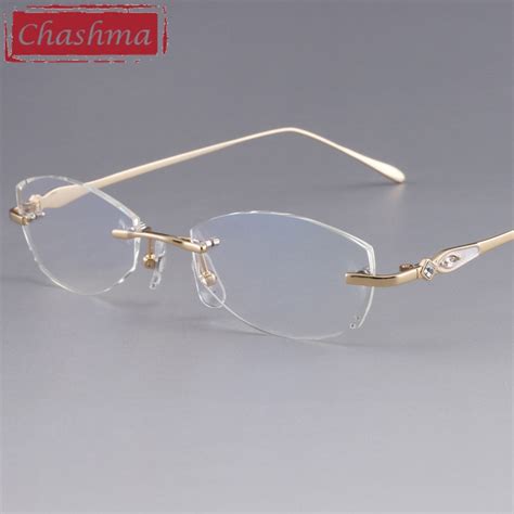 chashma designer eyeglasses diamond female rimless titanium glasses