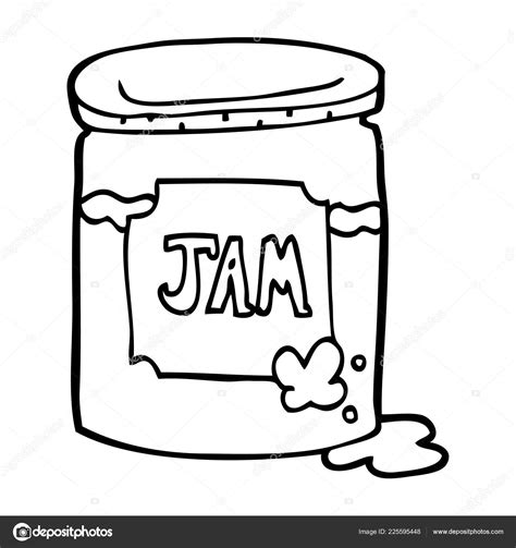 Line Drawing Cartoon Jam Pot — Stock Vector