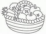 Basket Coloring Fruits Colouring Pages sketch template
