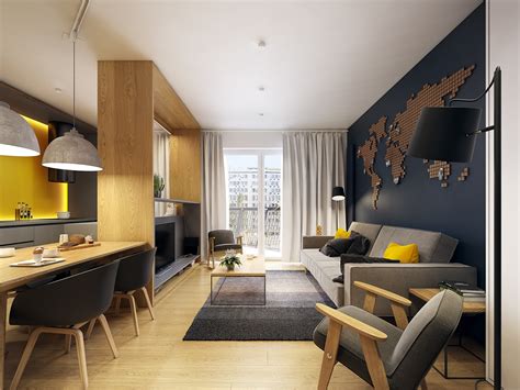modern scandinavian apartment interior design  gray color shade