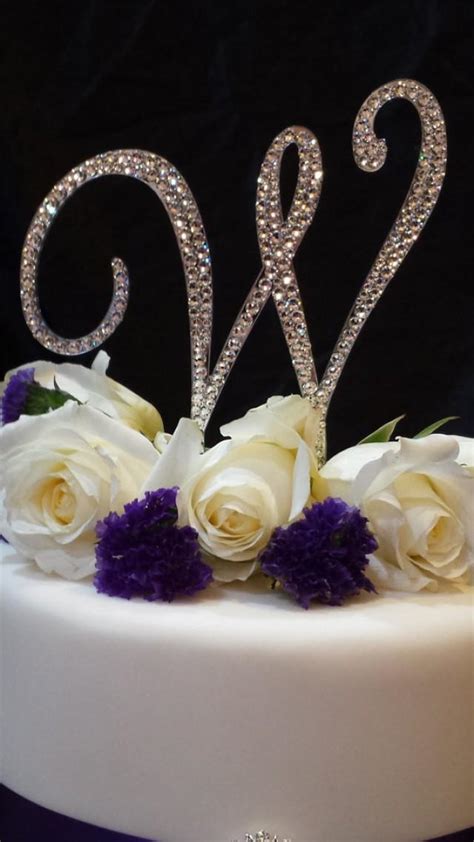 5 Tall Initial Monogram Wedding Cake Topper Swarovski