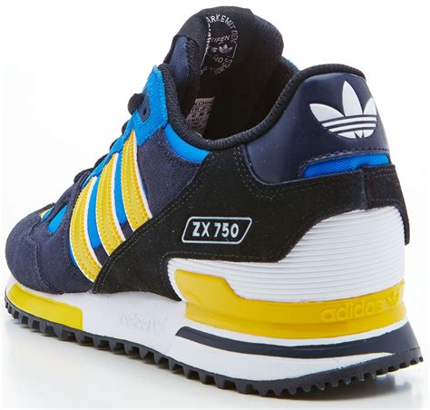 adidas originals mens zx  trainers black blue yellow  ebay