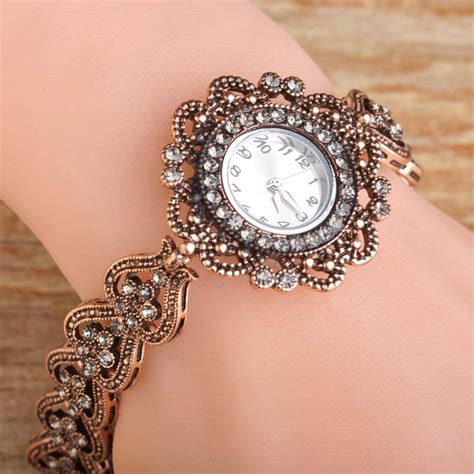 blucome turkish watch bracelet for women alloy crystal red resin bangle