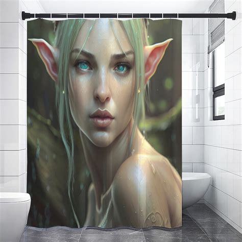 Female Elf Art Shower Curtains 4 Sizes Fantasy Naked Elf Etsy
