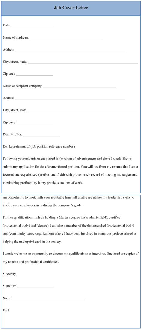application letter sample cover letter template job
