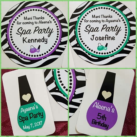 custom   invite spa event stickers  birthday purple teal