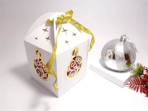 christmas ornament box svg template ball  mm christmas etsy