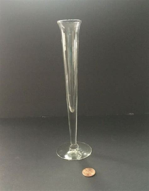 Fluted Clear Glass Bud Vase Delicate 8 1 2 Inches Tall Ebay