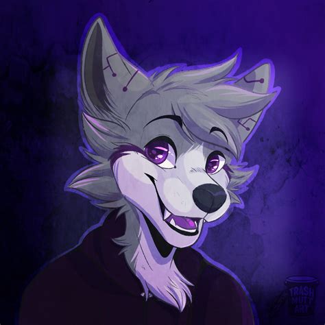 purple wolf art   trashmuttart  twitter furry
