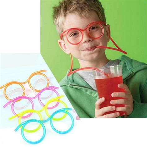 leuk zacht plastic stro bril flexibele rietjes buis gereedschappen kids novelty toy