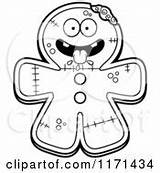 Gingerbread Zombie Mascot Outlined Coloring Clipart Cartoon Vector Hungry Thoman Cory Screaming Loving Arms Open Depressed Surprised Grinning Happy Clipartof sketch template