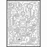 Coloring Technology Resistors Illustration Electronic Woven Adults Computer Modern Board Electric sketch template