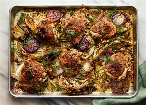 sheet pan roast chicken and mustard glazed cabbage recipe nyt cooking