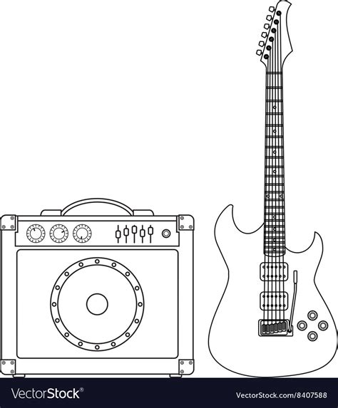 electric guitar  amplifier royalty  vector image