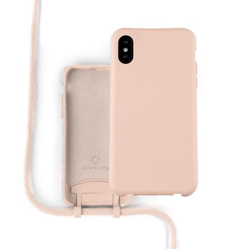 silicone case met koord iphone  xs roze phone factory