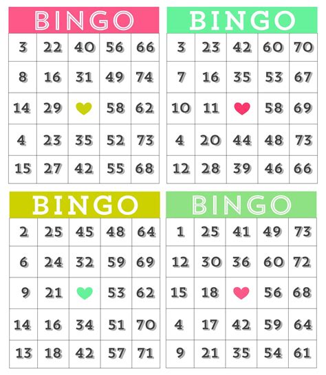 printable bingo game cards  band  printable worksheet