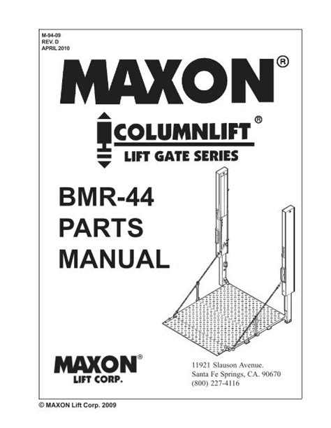 bmr  parts manual maxon