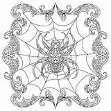 Zentangle Spinne Farbtonseite Symmetrical Kleurende Pagina Spinnen Geeksvgs Ausmalbild Istockphoto sketch template