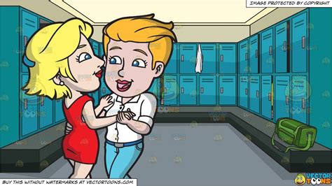A Dancing Lesbian Pair And A Locker Room At A Gym Background Red Mini