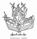 Coloring Ship Pages Sunken Pirate Broken Vector Ancient Graphic Kids Getcolorings Printable Color Getdrawings sketch template