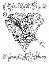Coloring Diamond Heart Pages Template sketch template