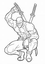 Deadpool Coloring Pages Kids Super Heroes sketch template