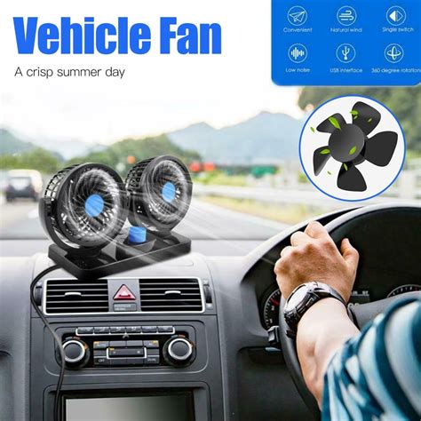 car dashboard fanscooling air fanpowerful electric car fan  noise  degree rotatable
