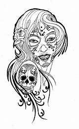 Skull Sugar Print Tattoo Coloring Clipart Designs Pages Drawing Adult Printable Tattoos Flash Adults Library Mexican Clip Lady Cliparts Girly sketch template