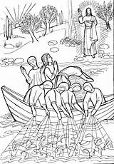 Coloring Pages Jesus Fish Catch Miraculous Kids Miracles Bible Catholic Breakfast Color Sunday Fishing School Sheets Printable Children Story Crafts sketch template