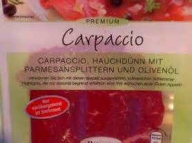 aldi carpaccio mit parmesansplittern und olivenoel kalorien fleisch fddb