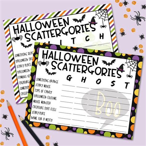 halloween scattergories  printable kara creates