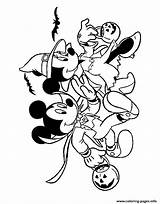Coloring Halloween Trick Disney Pages Minnie Mickey Treating Printable Print sketch template