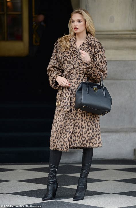 elsa hosk is sophisticated chic in leopard print coat daily mail online