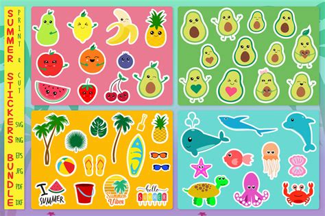 sticker bundle summer stickers svg fruits sticker   sea svg