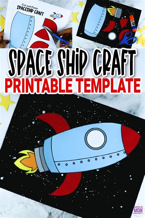 cut  paste rocket ship craft  spaceship template simple mom