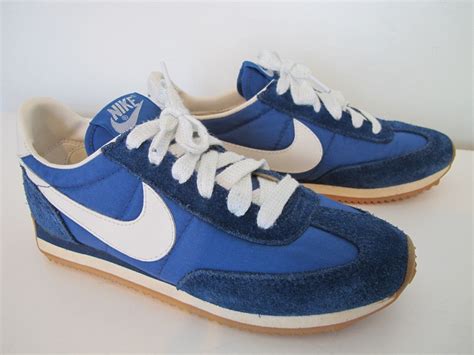 vintage blue  white leather nike swoosh running sneakers
