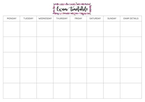 pinterest  blank revision timetable template atlantaauctioncocom