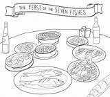 Seven Fishes Feast sketch template