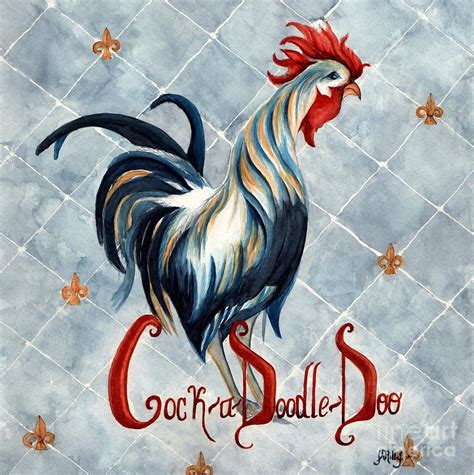 Cock A Doodle Doo Fancy Rooster Painting By Janine Riley Fine Art