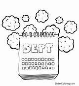 September Coloring Calendar Pages Printable Adults Kids sketch template