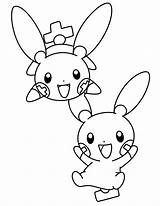 Coloring Pages Pachirisu Getcolorings Plusle Minun Color sketch template