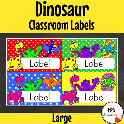 dinosaur large labels editable  strawberry